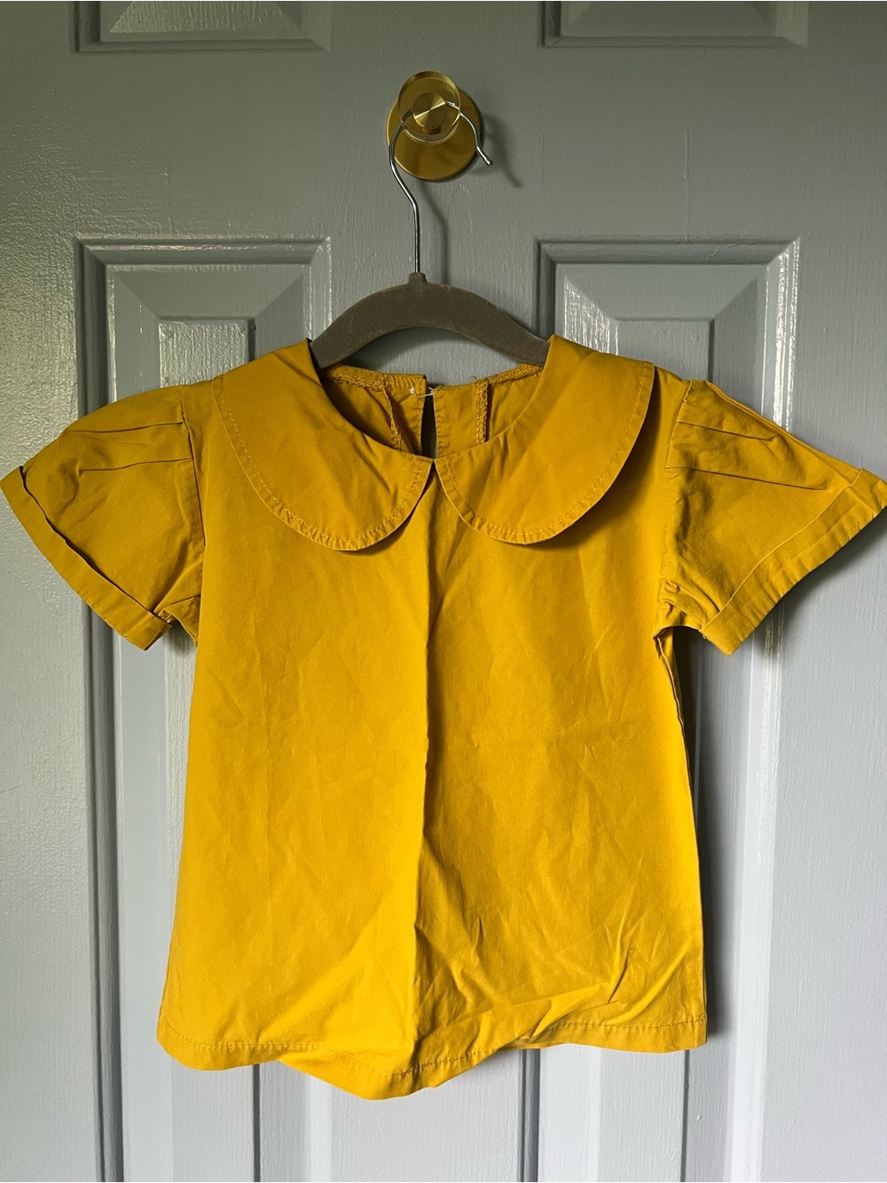 Handmade Girls' Yellow Peter Pan Collar Top, 2-3T